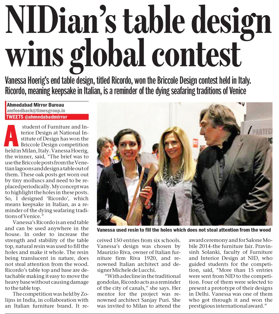 Article in the Ahmedabad Mirror, 31st August 2014.
