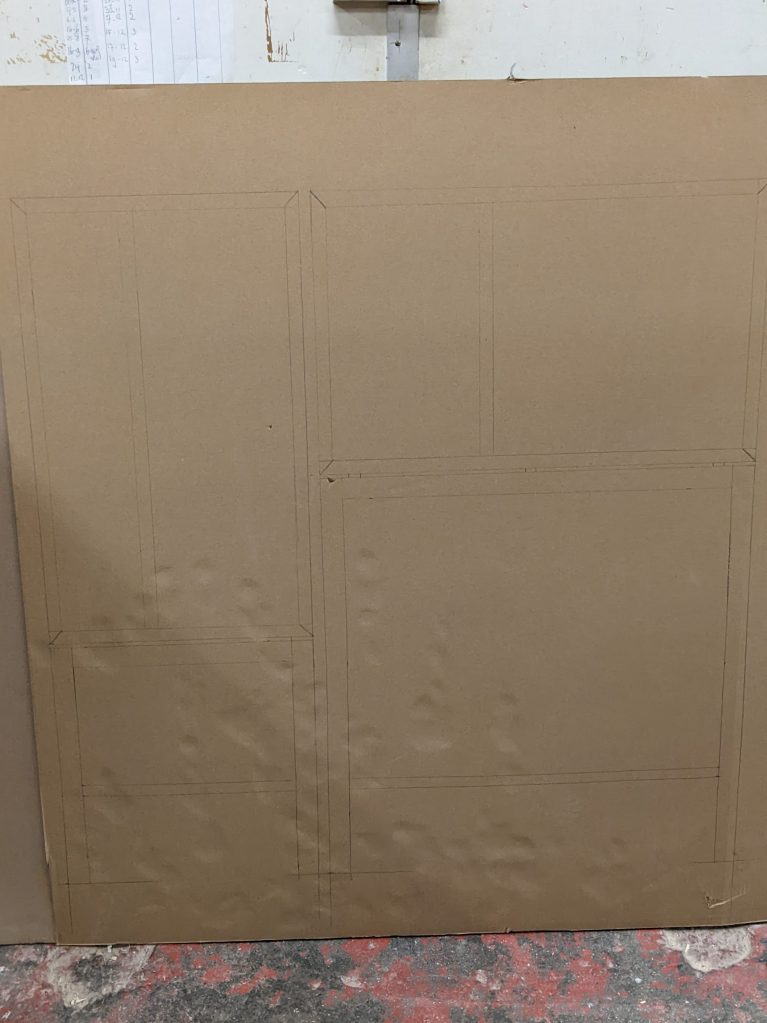 I drew a full scale drawing on a sheet of cardboard to get a better idea of scale and proportions