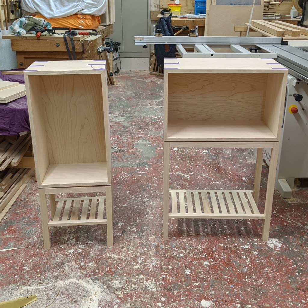 The cabinets are dry fit together to make sure everything is right, and to get a first impression