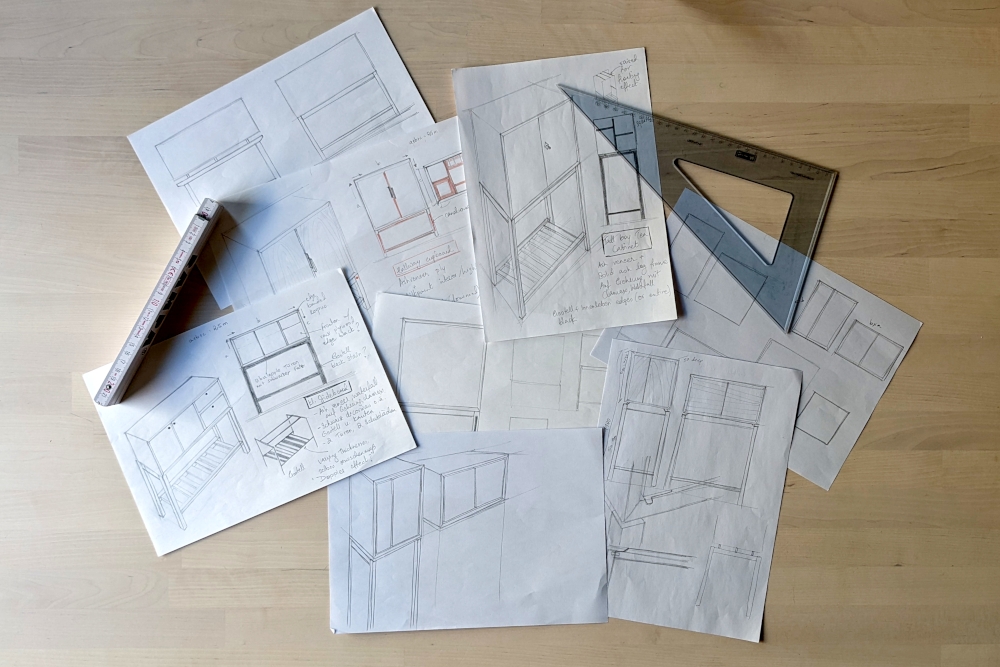 Hand drawn sketches help me visualise my designs 