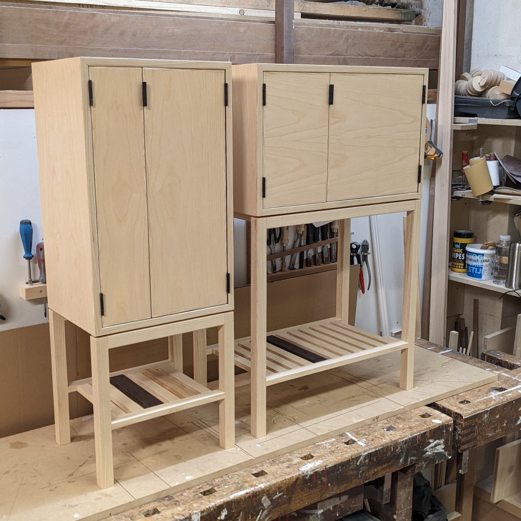 Final stage of assembly of cabinets, doors and handles